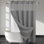 No Hook Shower Curtain with Snap in Liner GSM Waffle Weave Shower Curtains Polyester Fabric Shower Curtain Set for Bathroom Bathtubs Through Mesh Top Window WxH