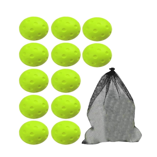harper 12 Pieces Silent Pickleball Balls Pickleball Practice Bright Color Flexible High green