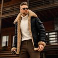thumbnail image 1 of EGNMCR Jackets for Men Men Mid-length Windbreaker Jacket With Lapel Color Suede Coat, 1 of 9