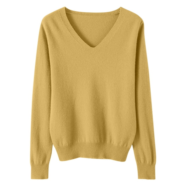 Timegard Womens Sweaters V Neck Knit Pullover Fall Winter Casual Fitting Comfy Long Sleeve Bottom Tops