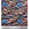 thumbnail image 1 of Soimoi Tissu Poly Georgette Feuilles, Perroquet et Animaux de Zoo Jungle Tissu Imprimé 1 Yard 52 Pouces de Large, 1 of 3