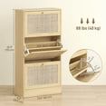 thumbnail image 3 of HOMCOM Rattan Shoe Storage Cabinet Organizer with 3 Flip Drawers, Oak, 3 of 9