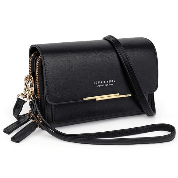 Womens Purses Small Crossbody Phone Bag Clutch Wallet Purse with Credit Card Slots Fashion Shoulder Handbags Black