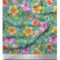 thumbnail image 1 of Soimoi Poly Georgette Fabric Leaves & Buttercup Floral Fabric Prints By Yard 42 Inch Wide, 1 of 3