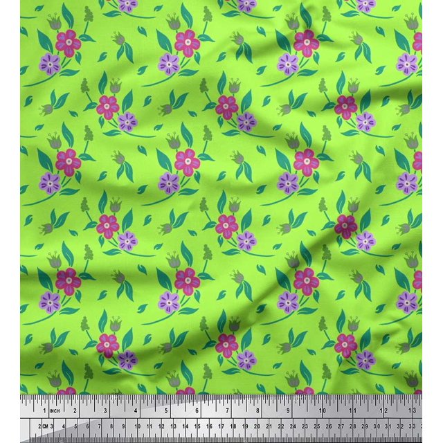 Soimoi Orange Poly Georgette Fabric Diamond Geometric Printed Fabric 1 Yard 52 Inch Wide