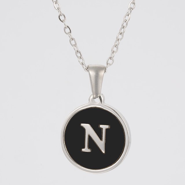 Colliers, Collier Lettre Coquille Mignonne pour Filles, Pendentifs Pièce pour Filles en Acier Inoxydable Colliers Initiale pour Femmes Bijoux Rond