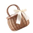 thumbnail image 2 of 1pc Hand-woven Flower Basket Oval Handheld Basket Delicate Storage Basket, 2 of 9