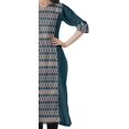 thumbnail image 3 of Moomaya Kurtis Droits Imprimés pour Femmes, Col en V, Manches Retroussables, Kurta Tunique, 3 of 6