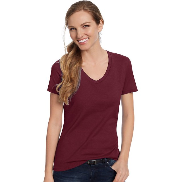 Hanes T-Shirt à Col en V 100% Coton Ringspun