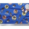thumbnail image 3 of Soimoi Blue Rayon Crepe Fabric Circle,Cook & Working Girl Print Fabric by Yard 46 Inch Wide, 3 of 3