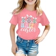 thumbnail image 1 of MIASHUI T-Shirt Graphique Lapin de Pâques pour Filles, Manches Courtes, Été, Rose, 5-6 Ans, 1 of 4