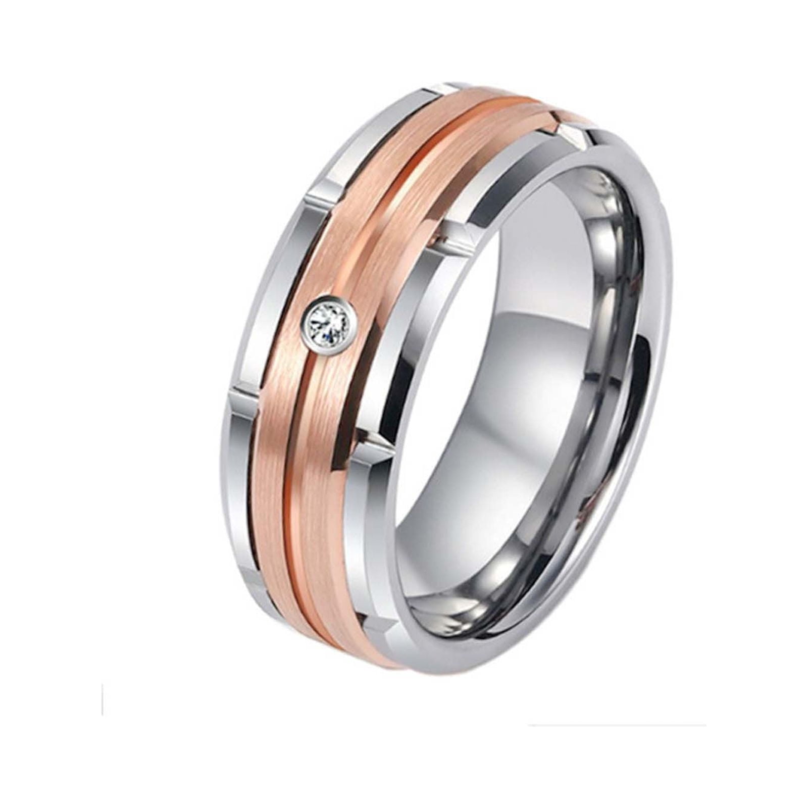 EGNMCR Rings Fashion Titanium Steel Men's Ring Temperament Diamond Ring a ring