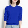 thumbnail image 4 of Yuyuzo Long Sleeve Shirts for Women Crewneck Ribbed Knit Sweater Tops Solid Color Loose Pullover, 4 of 5