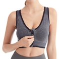 thumbnail image 4 of FYEGRE Sports Bras for Women Full Support Front Zip Closure Compression Bras Post Surgery Wireless Racerback Sport Brassiere Grey M, 4 of 5