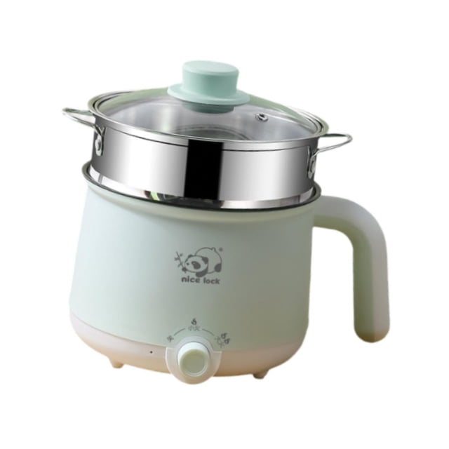 Luzkey Electric Cooking Pot Mini Travel Cooker Multipurpose Stainless Steel 2 Gear Electric Rice Cooker Raman Cooker for Oatmeal Fry steel steamer