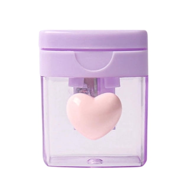 fheaev Color Pencil Sharpener Four-color Heart-shaped Rotating Hole Pencil Sharpener Transparent Tape Covered Pencil Sharpener