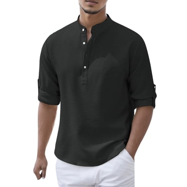 Ketyyh-chn99 Chemise Homme Mode Mode Homme Décontractée Printemps et Automne Mode Couleur Unie Bouton Chemise à Manches Longues Haut Noir,m