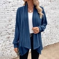 thumbnail image 2 of Yuyuzo Womens Cardigan Long Sleeve Irregular Hem Drape Open Front Knit Solid Color Cardigan Sweater Fall, 2 of 5