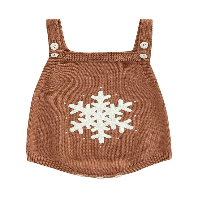 Combinaison Tricotée pour Bébé, Imprimé Flocon de Neige, Sans Manches, Col Carré, pour Garçons et Filles