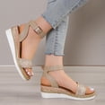 thumbnail image 1 of Mefallenssiah Women'S Slope Heel One Line Buckle Mules Middle Heel Slippers Roman Sandals, 1 of 7