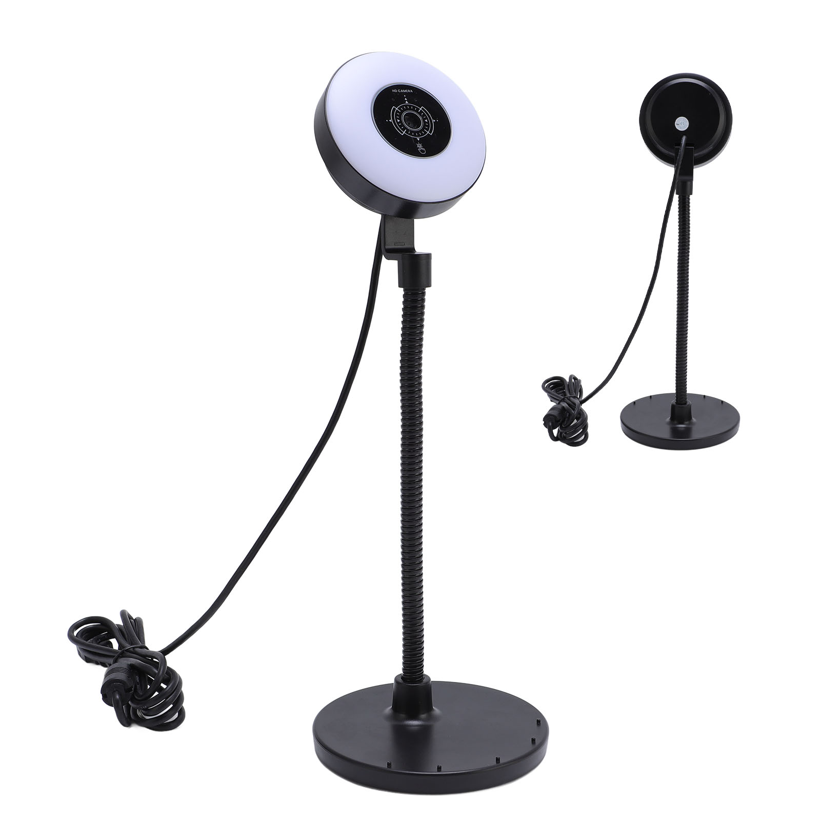 Webcam with Light, AF Touch Control Built in Mic Webcam with Fill Light Auto Focus Bendable Rod 5MP  for Streaming