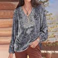 thumbnail image 2 of IROINID Reduced Womens Plus Size Tops Round-Neck Long Sleeve Print Lounge T-shirt Blouse,Gray, 2 of 6