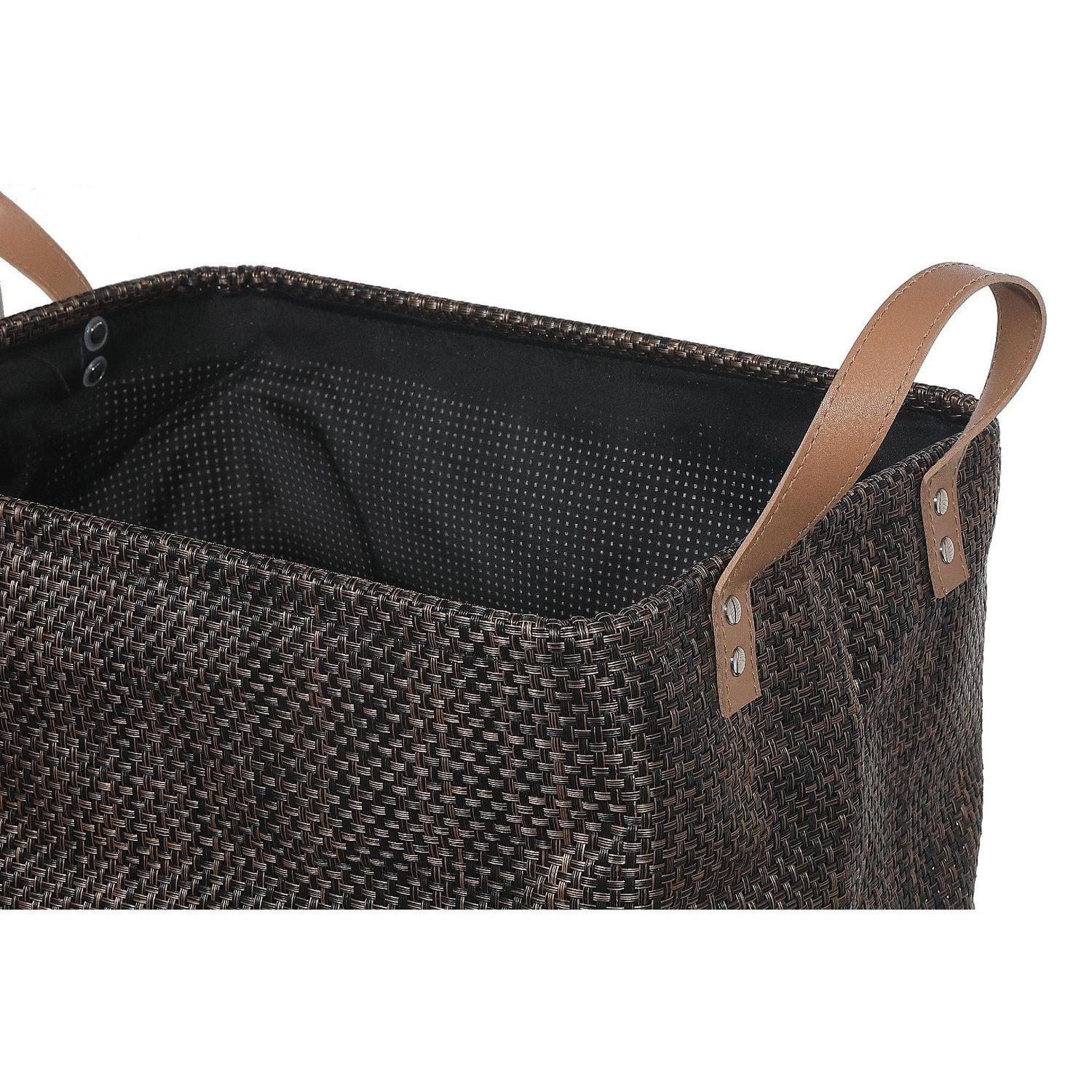 Rect. Panier De Rangement Textilene Avec Poignées (Chocolat)