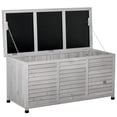 thumbnail image 1 of Outsunny Coffre de Terrasse en Bois Conteneur de Rangement Extérieur avec Fente d'Aération Gris, 1 of 10