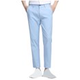 thumbnail image 1 of Summer Savings Mrasaso Men Pants, Man Solid Color Straight Barrel Pockets Button Full Length Pants, 1 of 6