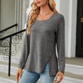 thumbnail image 2 of Timegard Womens Tops Square Neck Button Long Sleeve Split Comfy Fall Tee Dressy Casual Loose Tops Blouse, 2 of 8