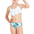 thumbnail image 1 of MIASHUI Maillot de Bain Deux Pièces pour Fille, Ensemble Bikini à Volants à Imprimé Graphique, Blanc, 7-8 Ans, 1 of 8