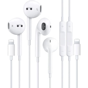 Ecouteurs avec écouteurs Lightning Connector (microphone intégré) & Contrôle du volume) [Apple MFi Certified]Compatible avec iPhone 13/ 12/SE/11/XR/XS/X Plus Soutien à tous iOS Système... paquet de 2