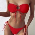 thumbnail image 1 of CEHVOM Ladies Tube Top Split Bikini With Chest Pad Without Underwire, 1 of 8