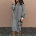 thumbnail image 2 of Pisexur Robe Chandail pour Femmes à Capuchon Longue Tunique Robe Unie Chandail Ample Chandail à Capuchon Hauts Grande Taille, 2 of 6