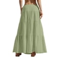 thumbnail image 5 of Women's Maxi Skirts Ruffle Tiered Flowy Swing Long Skirt Elastic Waist Drawstring Fashion Summer Beach Clothes (M, Green), 5 of 5