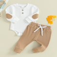 thumbnail image 3 of Baby Boys Pants Set  Long Sleeve Contrast Color Romper with Pants, 3 of 8