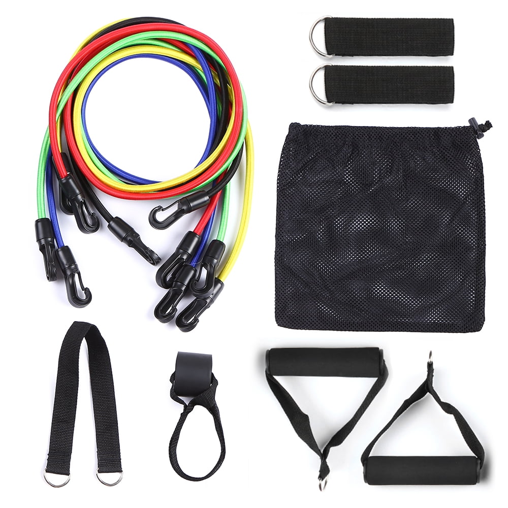 11 Pieces Resistance Bands Set Fitness Exercise Tubes with Door Anchor Ankle Straps Cushioned Handles with Carrying Bag for Home Gym Travel