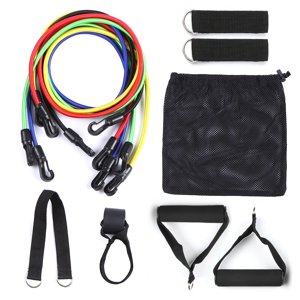 11 Pieces Resistance Bands Set Fitness Exercise Tubes with Door Anchor Ankle Straps Cushioned Handles with Carrying Bag for Home Gym Travel