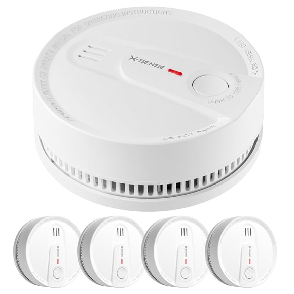 X-Sense Détecteur de Fumée, Alarme Incendie avec Indicateur DEL pour Autonomie de 10 Ans, Lot de 5