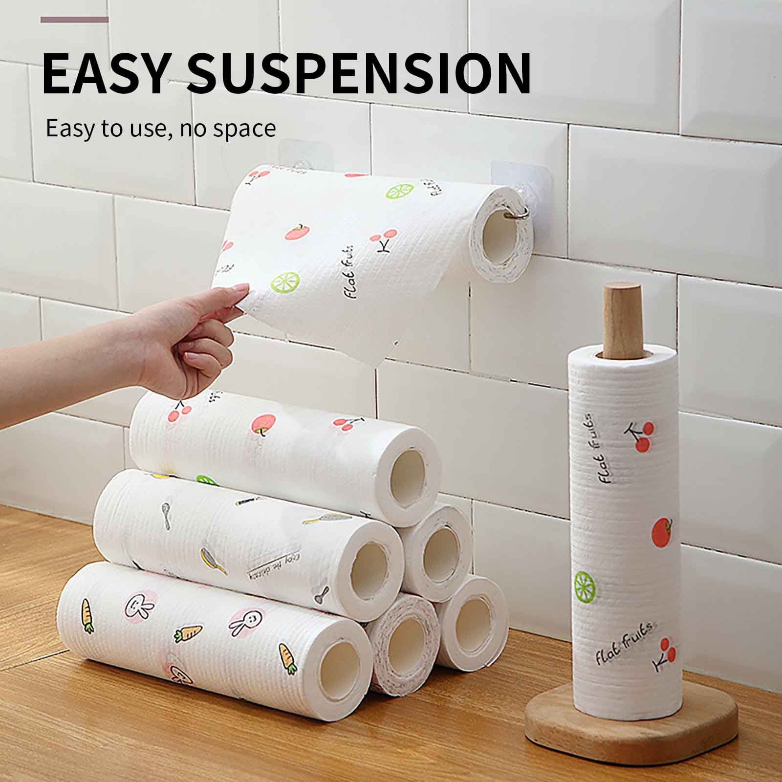 mtvxesu Lazy Rag Print Kitchen Non-Woven Cleaning Wipes, Disposable Wet and Dry Scouring Pads for Utensils, Floors, and Household Surfaces, 7.87X7.87 Inches, 70 Sheets Per Roll
