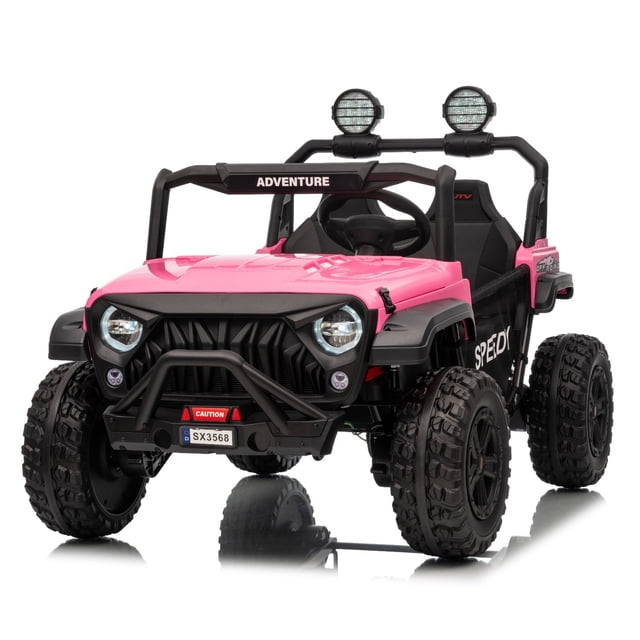 Kids on Wheelz HAVOC 3.0 24V 2-Seater Electric UTV Ride-On Car for Kids with Parent Remote Control, Reinforced Metal Frame, Quad Motors, LED Lights & Bluetooth Music, Pink