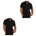 thumbnail image 4 of pitrice Chemise Homme à Simple Boutonnage Été Boutonnée Col Rabattu Chemises Polyester Mode Vêtements Cadeau d'Anniversaire Noir TG 2Set, 4 of 6