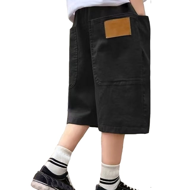 MIASHUI Shorts Décontractés pour Garçons, Bas de Course Sport d'Extérieur pour Enfants, Été Mode Urbaine, Noir, 6-7 Ans