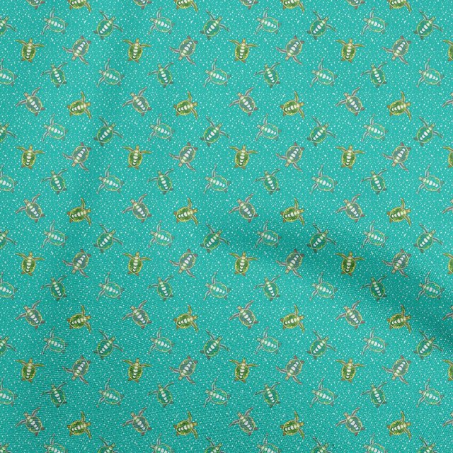 oneOone Georgette Viscose Turquoise Green Fabric Tortoise Sewing Craft Projects Fabric Prints By Yard 42 Inch Wide