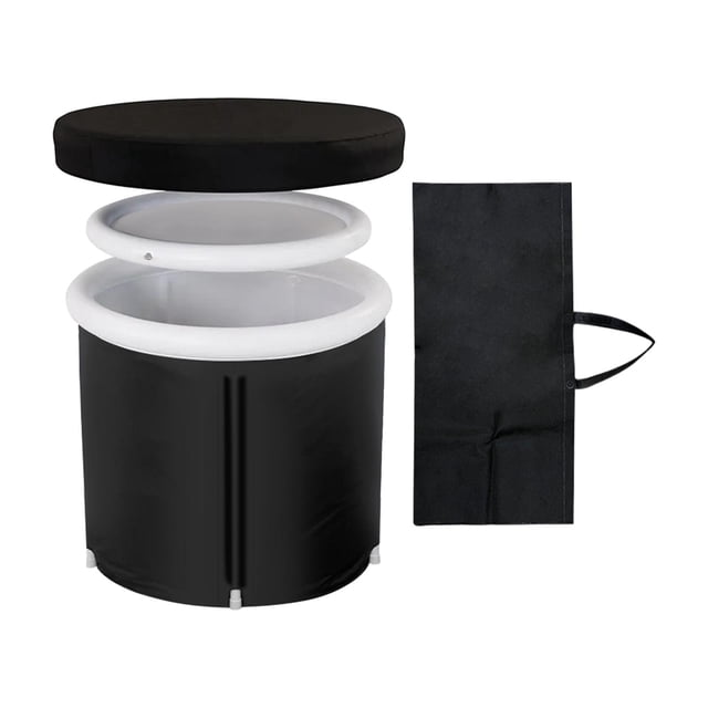 Foldable Bathtub, Ice Bath Tub for Shower, Bathing Hot Bath with Cover, Portable
