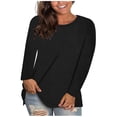 thumbnail image 1 of Long Sleeve Tops for Women Solid Color Casual Crew Neck T Shirts Fall Winter Basic Tees, 1 of 6