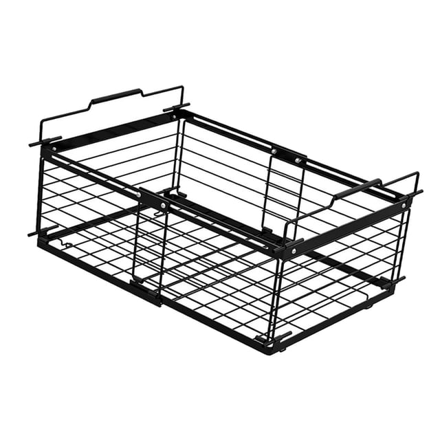 DOLITY Freezer Organizer Bin Adjustable Stackable Freezer Basket for Kitchen Pantry Black