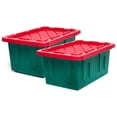 thumbnail image 4 of HOMZ Durabilt 15 Gallon Heavy-Duty Holiday Storage Tote, Green/Red (2 Pack), 4 of 9
