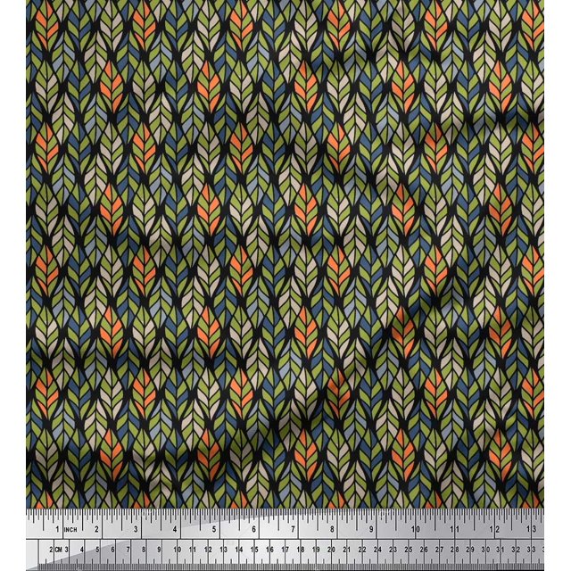 Soimoi Rayon Fabric Leaves Small Print Fabric by The Yard 56 Inch Wide