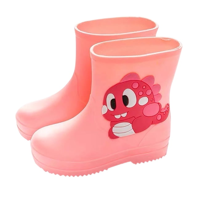 MIASHUI Kids Rain Boots Lightweight Easy On Rubber Rain Shoes,Pink,2.5-3 Years